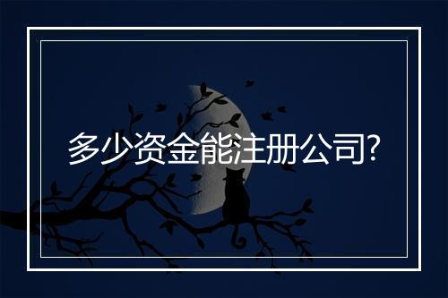 多少资金能注册公司?