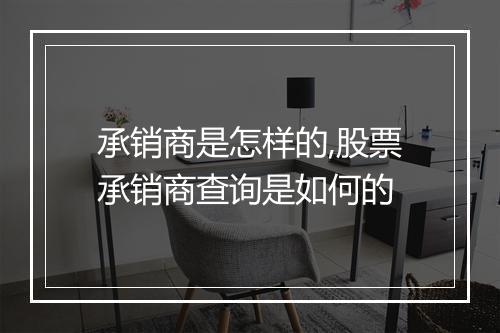 承销商是怎样的,股票承销商查询是如何的