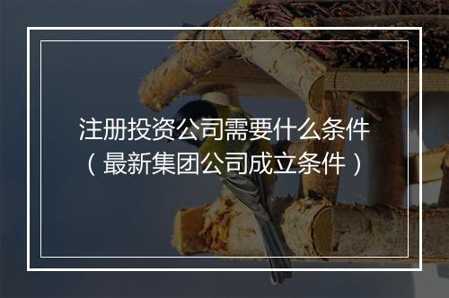 注册投资公司需要什么条件（最新集团公司成立条件）