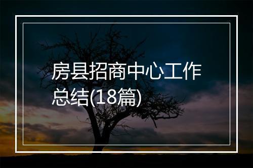 房县招商中心工作总结(18篇)