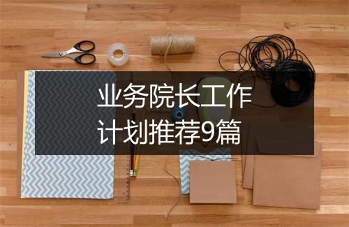 业务院长工作计划推荐9篇