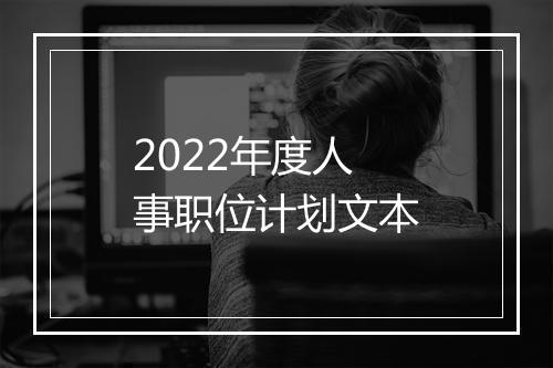 2022年度人事职位计划文本