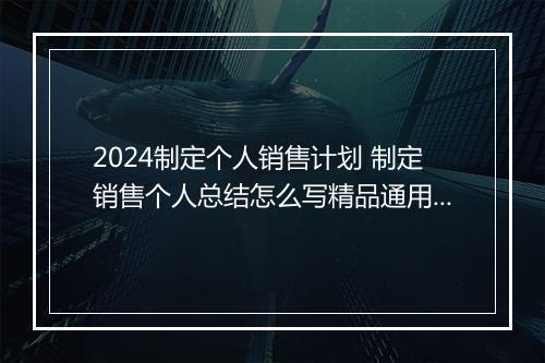 2024制定个人销售计划 制定销售个人总结怎么写精品通用版10篇