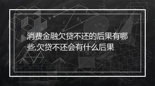 消费金融欠贷不还的后果有哪些,欠贷不还会有什么后果