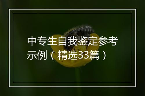 中专生自我鉴定参考示例（精选33篇）