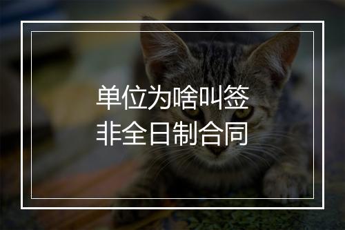 单位为啥叫签非全日制合同