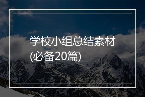 学校小组总结素材(必备20篇)