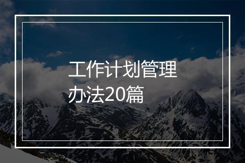 工作计划管理办法20篇