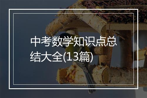 中考数学知识点总结大全(13篇)