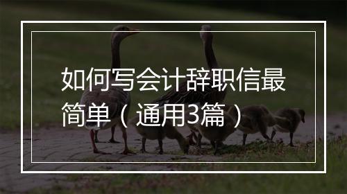 如何写会计辞职信最简单（通用3篇）