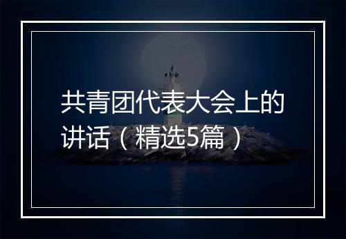 共青团代表大会上的讲话（精选5篇）