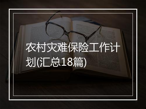 农村灾难保险工作计划(汇总18篇)