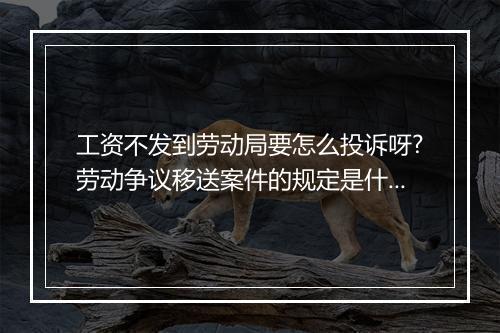 工资不发到劳动局要怎么投诉呀?劳动争议移送案件的规定是什么？