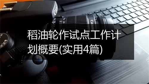 稻油轮作试点工作计划概要(实用4篇)