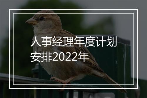 人事经理年度计划安排2022年