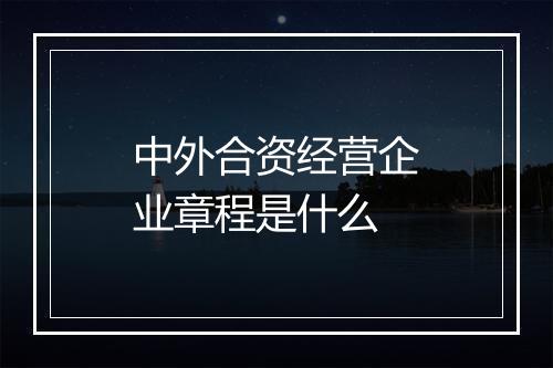 中外合资经营企业章程是什么