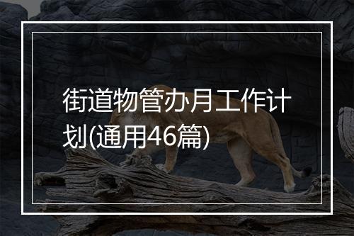街道物管办月工作计划(通用46篇)