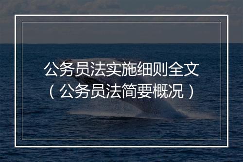 公务员法实施细则全文（公务员法简要概况）