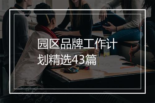 园区品牌工作计划精选43篇