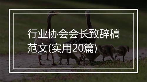 行业协会会长致辞稿范文(实用20篇)