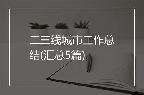 二三线城市工作总结(汇总5篇)
