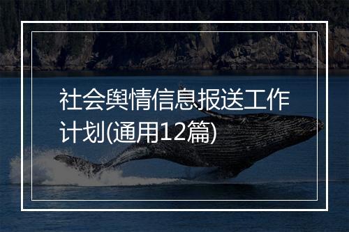 社会舆情信息报送工作计划(通用12篇)
