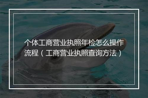 个体工商营业执照年检怎么操作流程（工商营业执照查询方法）