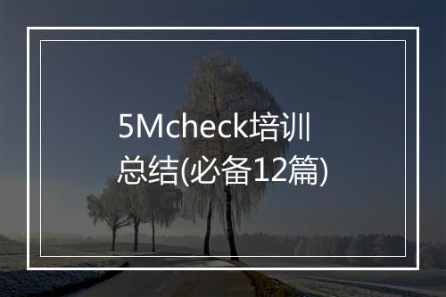 5Mcheck培训总结(必备12篇)