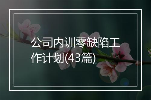 公司内训零缺陷工作计划(43篇)