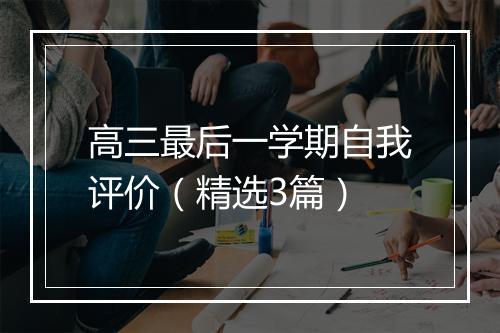 高三最后一学期自我评价（精选3篇）