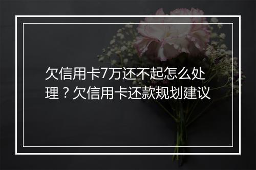 欠信用卡7万还不起怎么处理？欠信用卡还款规划建议