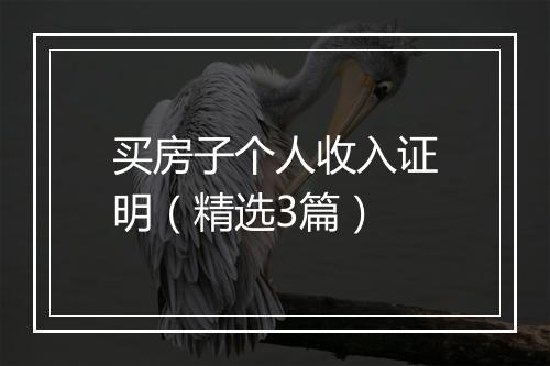 买房子个人收入证明（精选3篇）