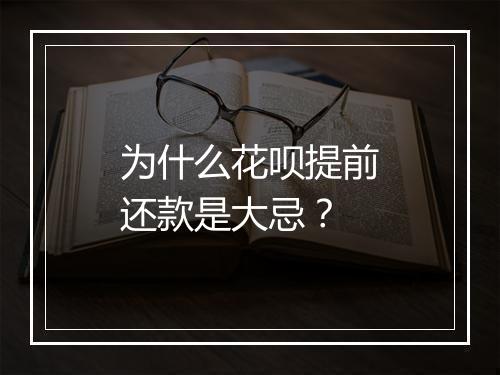 为什么花呗提前还款是大忌？
