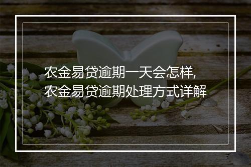 农金易贷逾期一天会怎样,农金易贷逾期处理方式详解