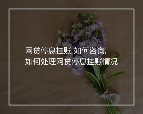 网贷停息挂账 如何咨询,如何处理网贷停息挂账情况