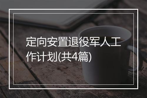 定向安置退役军人工作计划(共4篇)