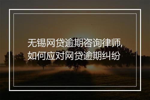 无锡网贷逾期咨询律师,如何应对网贷逾期纠纷