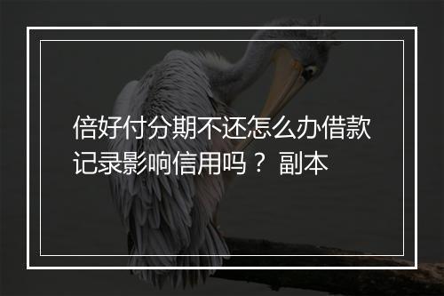 倍好付分期不还怎么办借款记录影响信用吗？ 副本