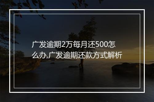 广发逾期2万每月还500怎么办,广发逾期还款方式解析