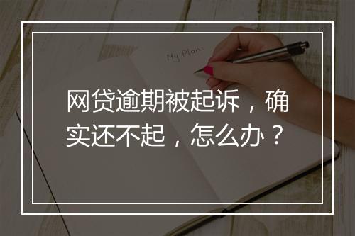 网贷逾期被起诉，确实还不起，怎么办？