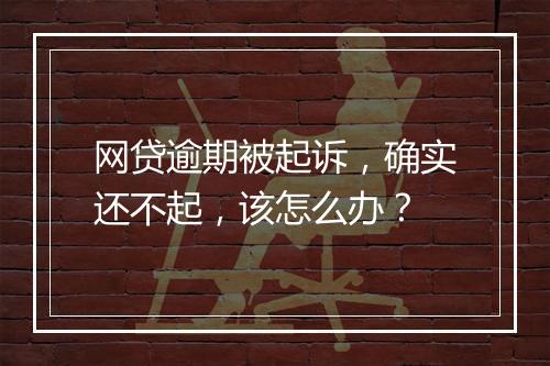 网贷逾期被起诉，确实还不起，该怎么办？