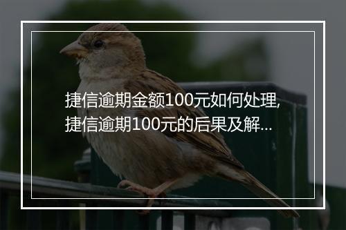 捷信逾期金额100元如何处理,捷信逾期100元的后果及解决办法