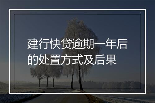 建行快贷逾期一年后的处置方式及后果