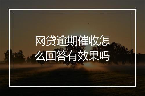 网贷逾期催收怎么回答有效果吗
