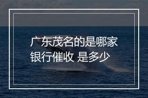 广东茂名的是哪家银行催收 是多少