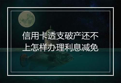 信用卡透支破产还不上怎样办理利息减免