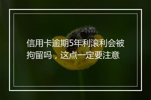 信用卡逾期5年利滚利会被拘留吗，这点一定要注意