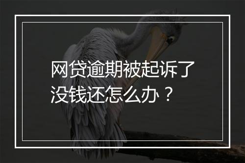 网贷逾期被起诉了没钱还怎么办？
