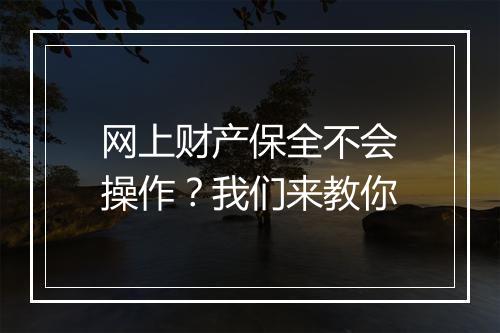 网上财产保全不会操作？我们来教你