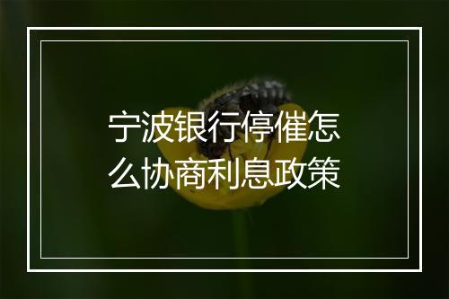 宁波银行停催怎么协商利息政策
